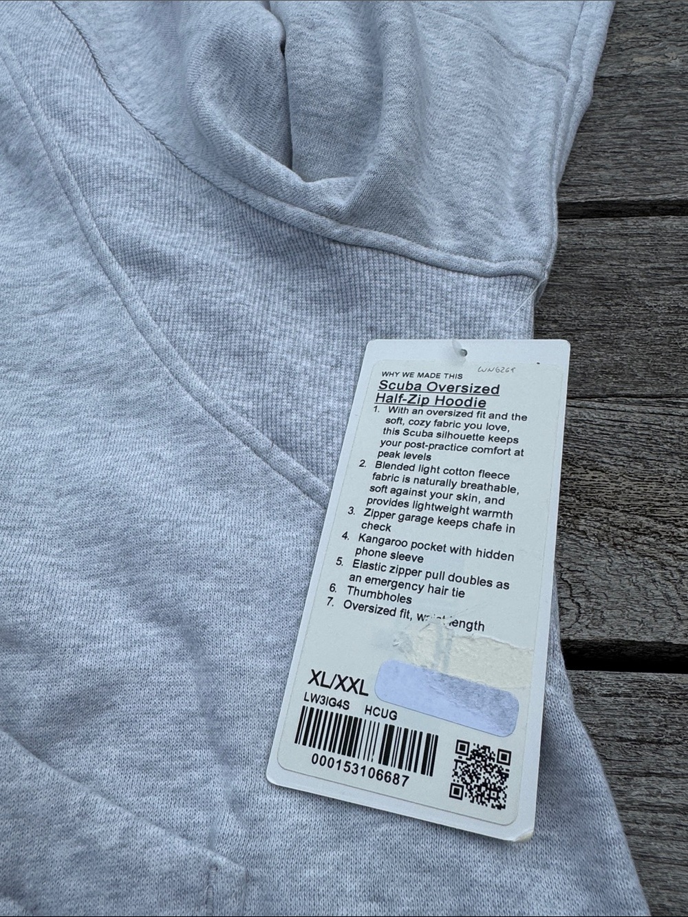 Lululemon Scuba Oversized Half Zip Hoodie Heathered Core Light Grey XL/XXL NWT - Picture 6 of 9